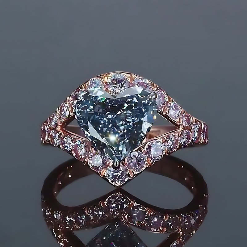 5ct Heart Cut Aquamarine Sapphire Halo Engagement Ring