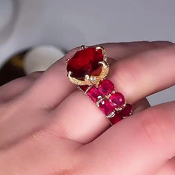 2ct Round Cut Ruby Sapphire Wedding Set