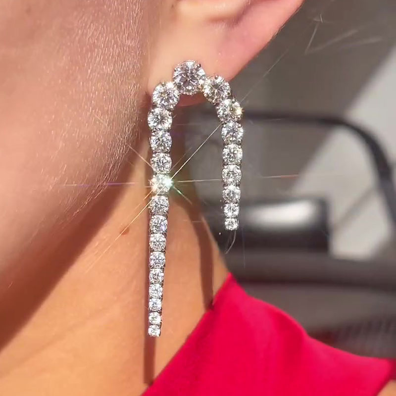 Brilliant Round Cut White Sapphire Dangle Earrings