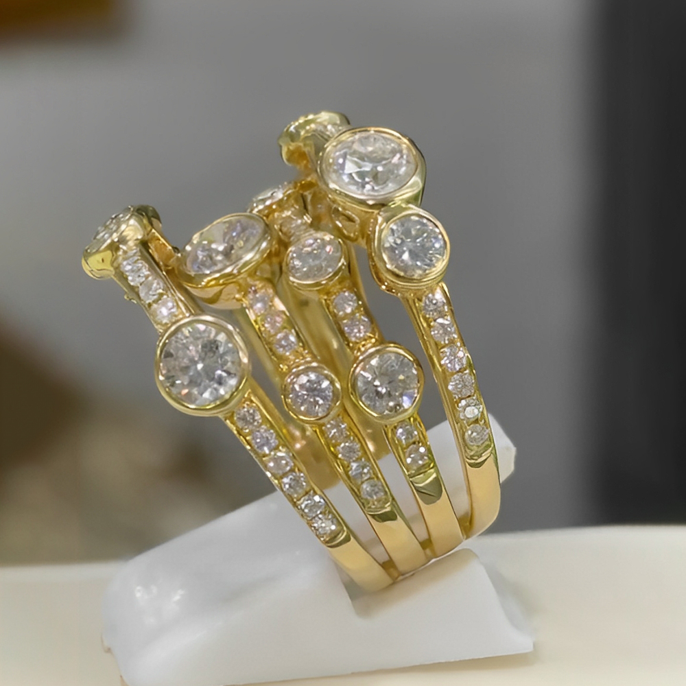 Multi Row 6.25ct Round Cut White Sapphire Wedding Band