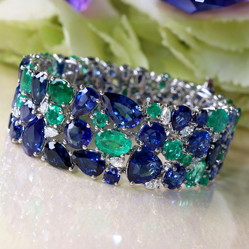 Two Tone Sapphire&Emerald Bracelet