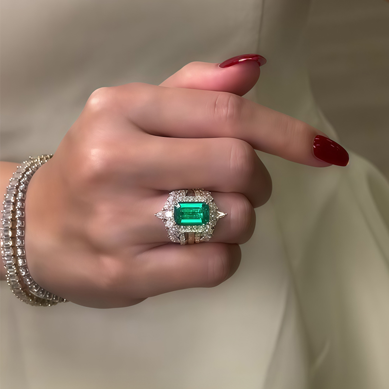 4ct Emerald Cut Paraíba Sapphire Ring Set / 3-Piece