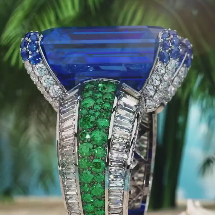 9ct Emerald Cut Blue Sapphire Engagement Ring