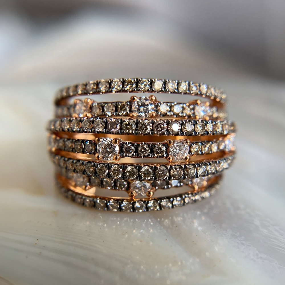 Round Cut White Sapphire Woven Wedding Band