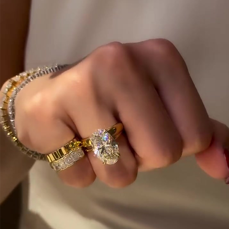 3ct Oval Cut White Sapphire Ring Set / 2-Piece