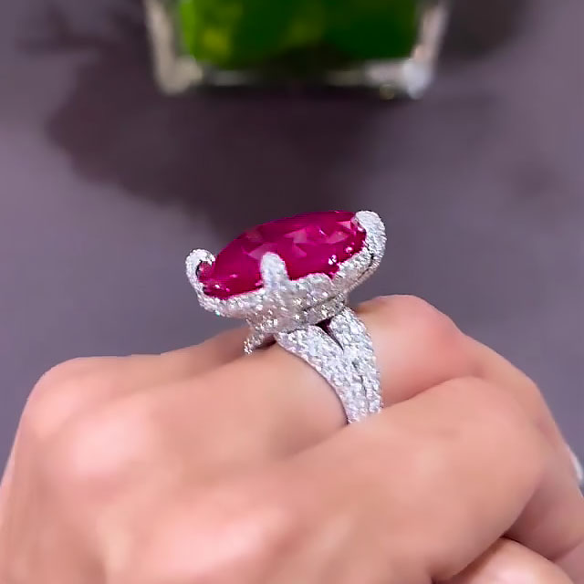 6ct Oval Cut Ruby Sapphire Engagement Ring