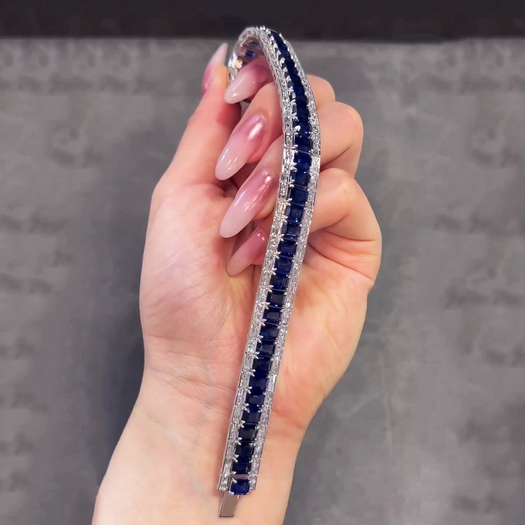 Emerald Cut Blue Sapphire Mosaic Bracelets