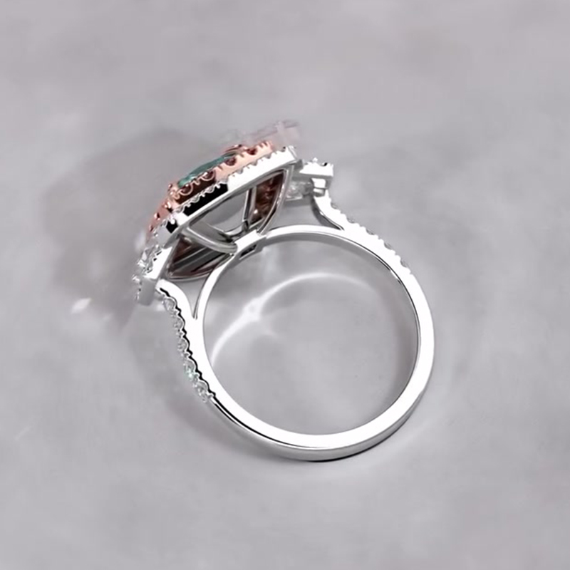 2.5ct Cushion Cut Aquamarine Sapphire Double Halo Engagement Ring