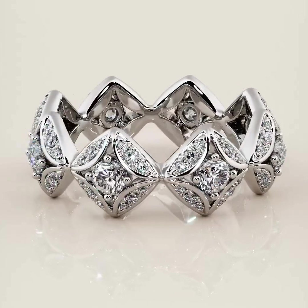 6.35ct Round Cut White Sapphire Wedding Band