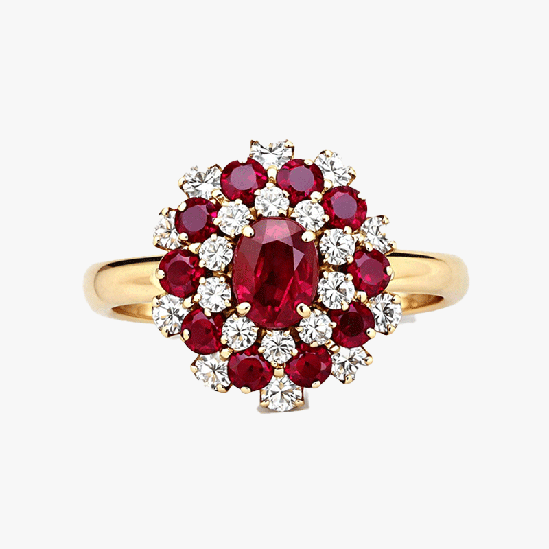 3ct Oval Cut Ruby Sapphire Halo Cocktail Ring