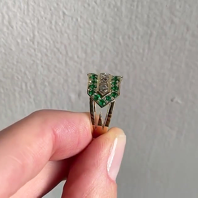 6.75ct Round Cut Emerald Sapphire Eternity Ring