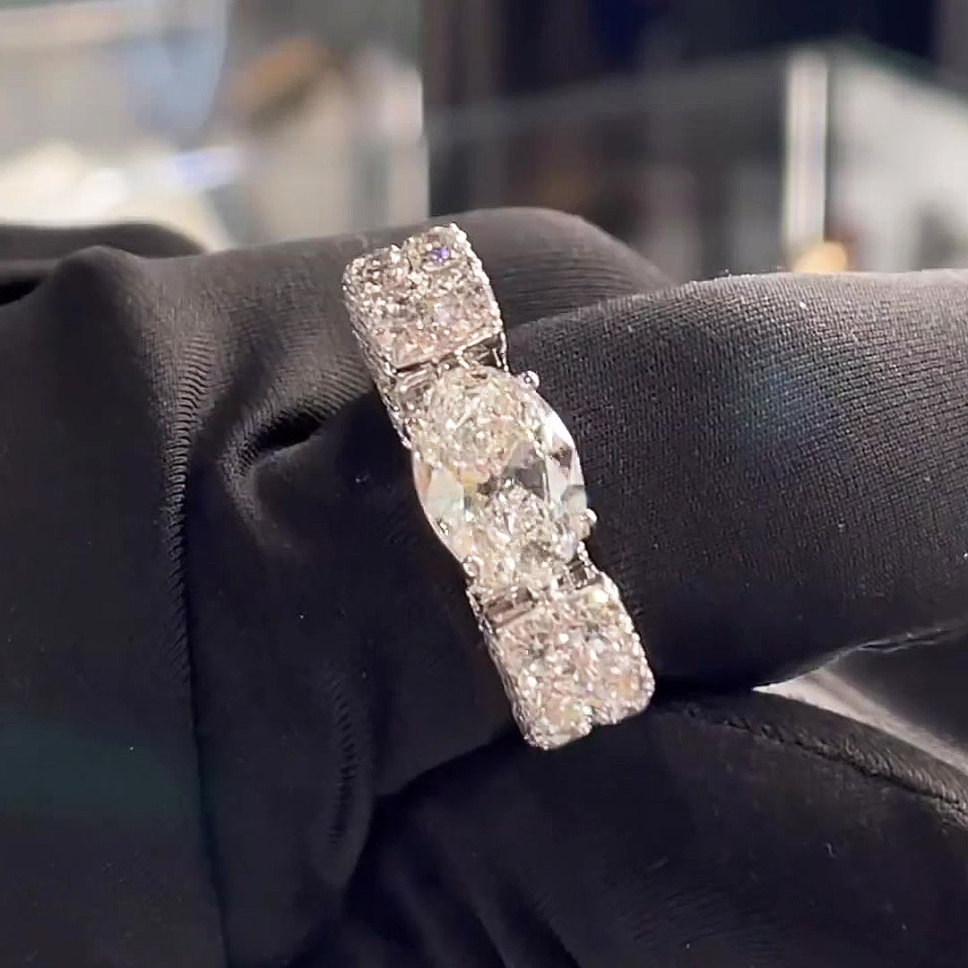 5.45ct Prong Setting Oval Cut White Sapphire Engagement Ring