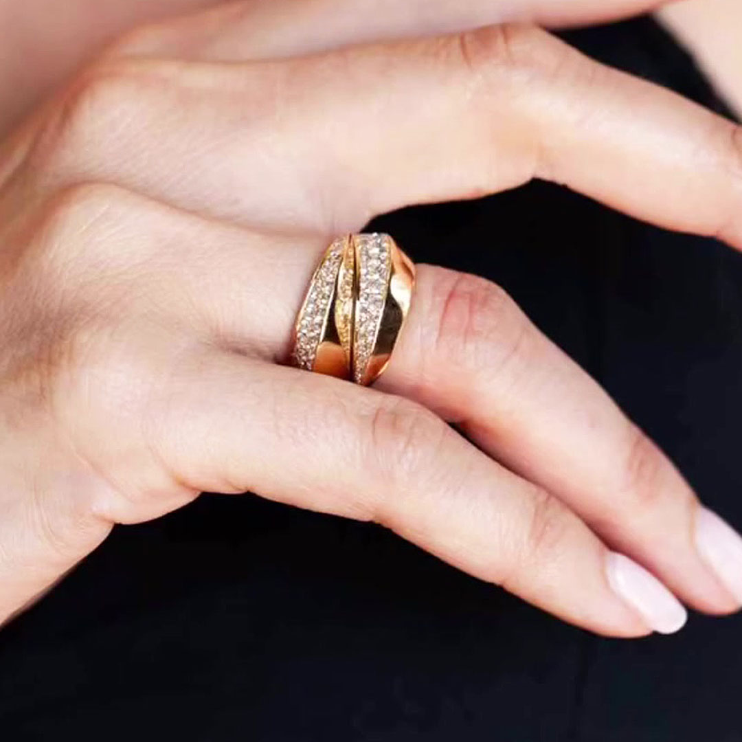 2ct Micro-Pave Setting Round Cut Diamond Cocktail Ring