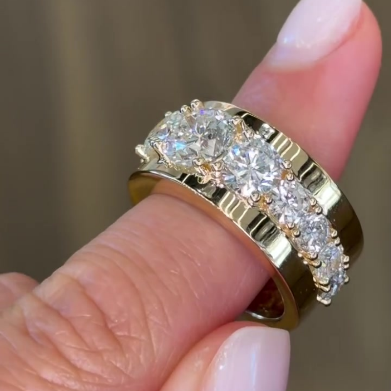 Classic 10ctw Round CutWhite Sapphire Wedding Band
