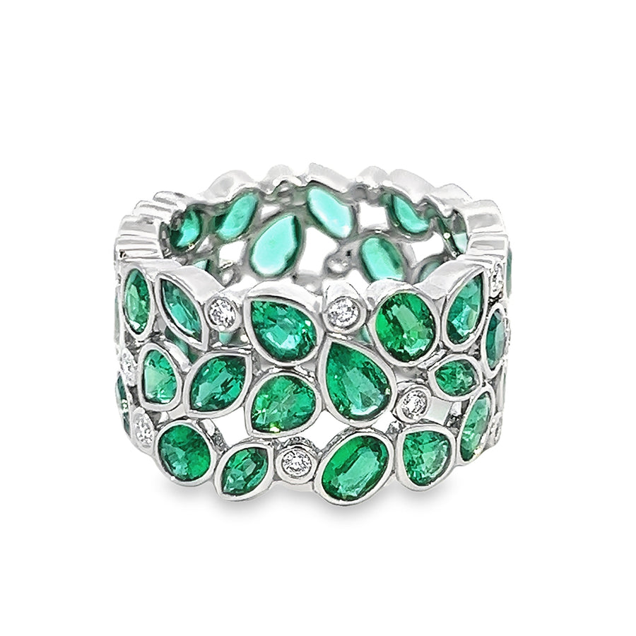 5.95ct Multi-cut Emerald Sapphire Eternity Ring