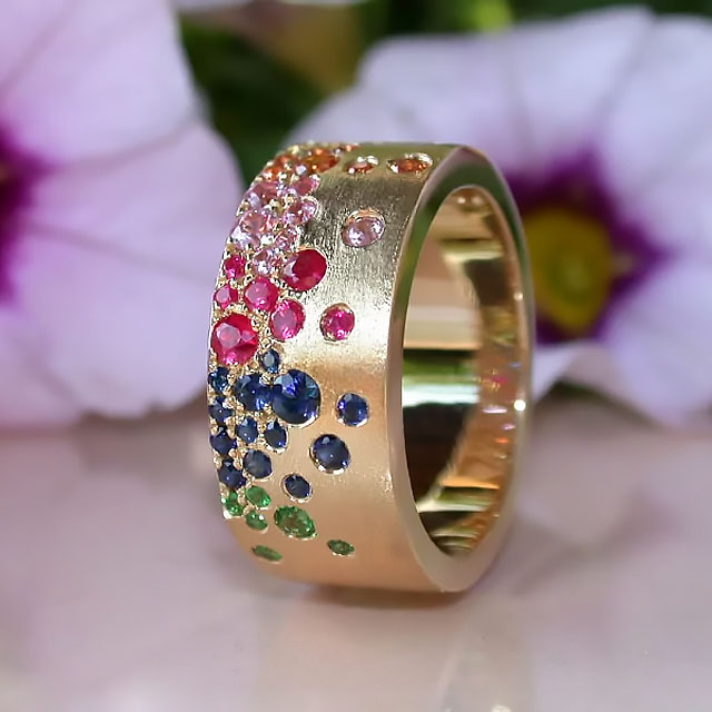 6.55ct Round Cut Rainbow Sapphire Eternity Ring