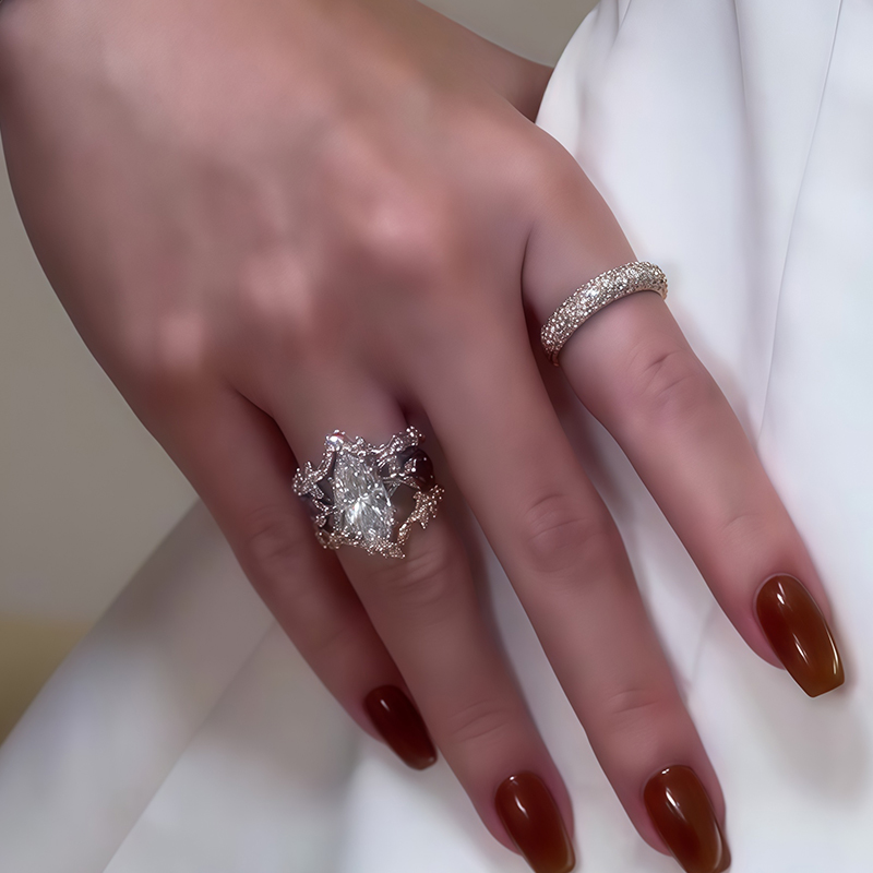 3ct Marquise Cut White Sapphire Vine Ring Set / 3-Piece