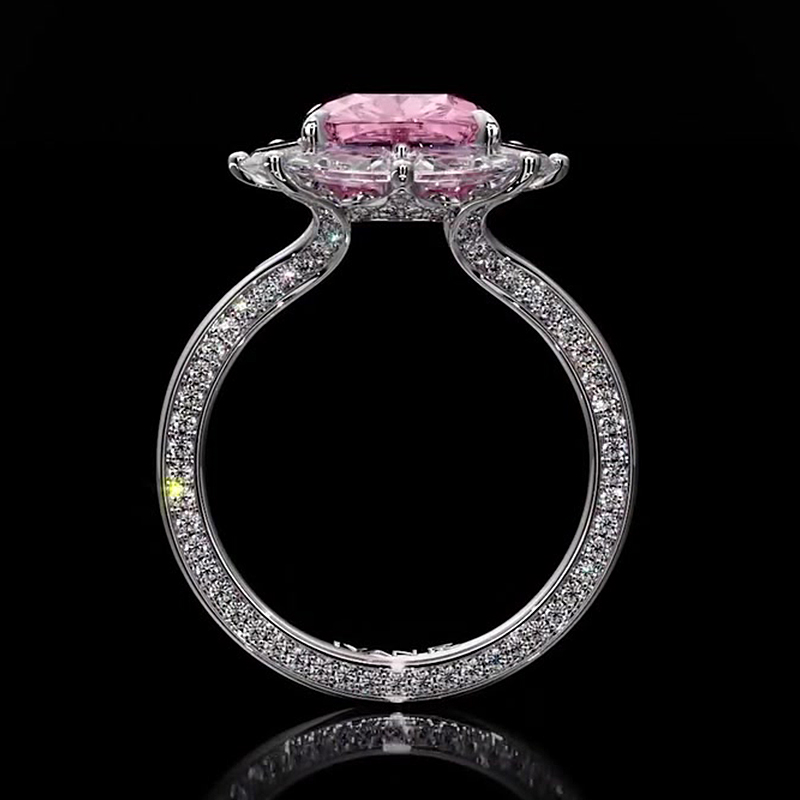 2ct Cushion Cut Pink Sapphire Diamond Ring