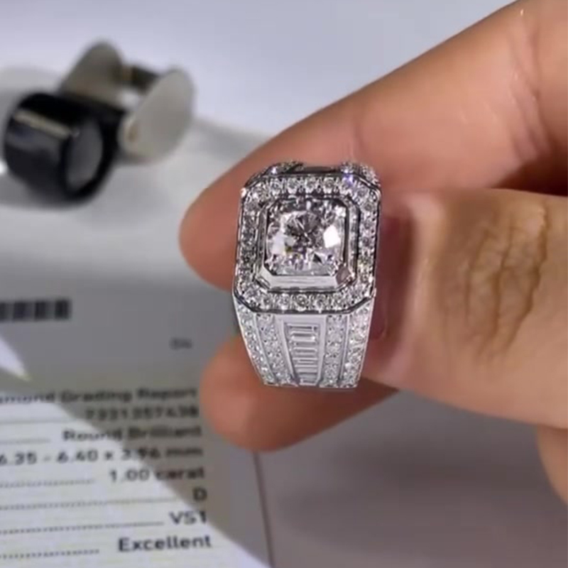 2ct Round Cut White Sapphire Men's Engagement Ring