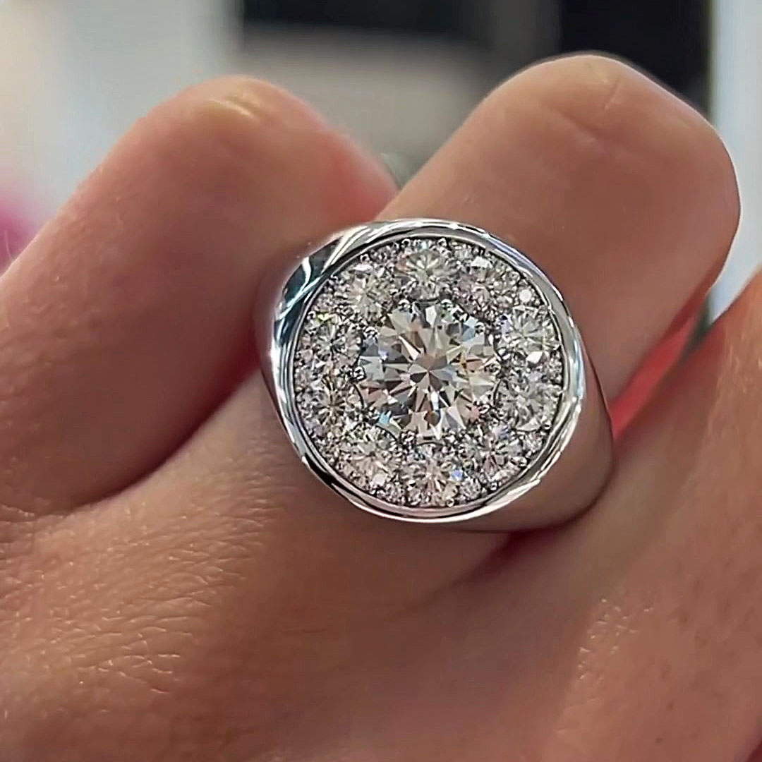 3ct Bezel Setting Polygonal Cut White Sapphire Engagement Ring