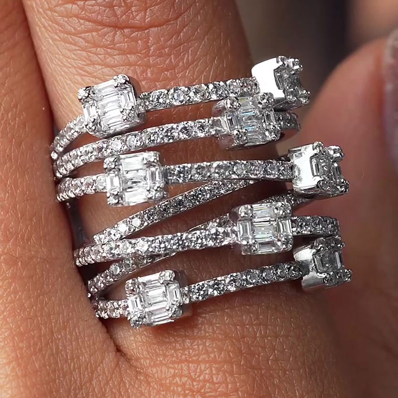 Vintage 2.25ct Multi-row White Sapphire Wedding Band
