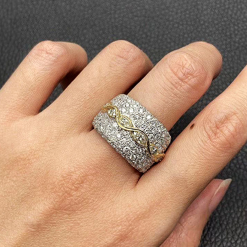 7.65ct Micro-pave Setting Round Cut White Sapphire Ring