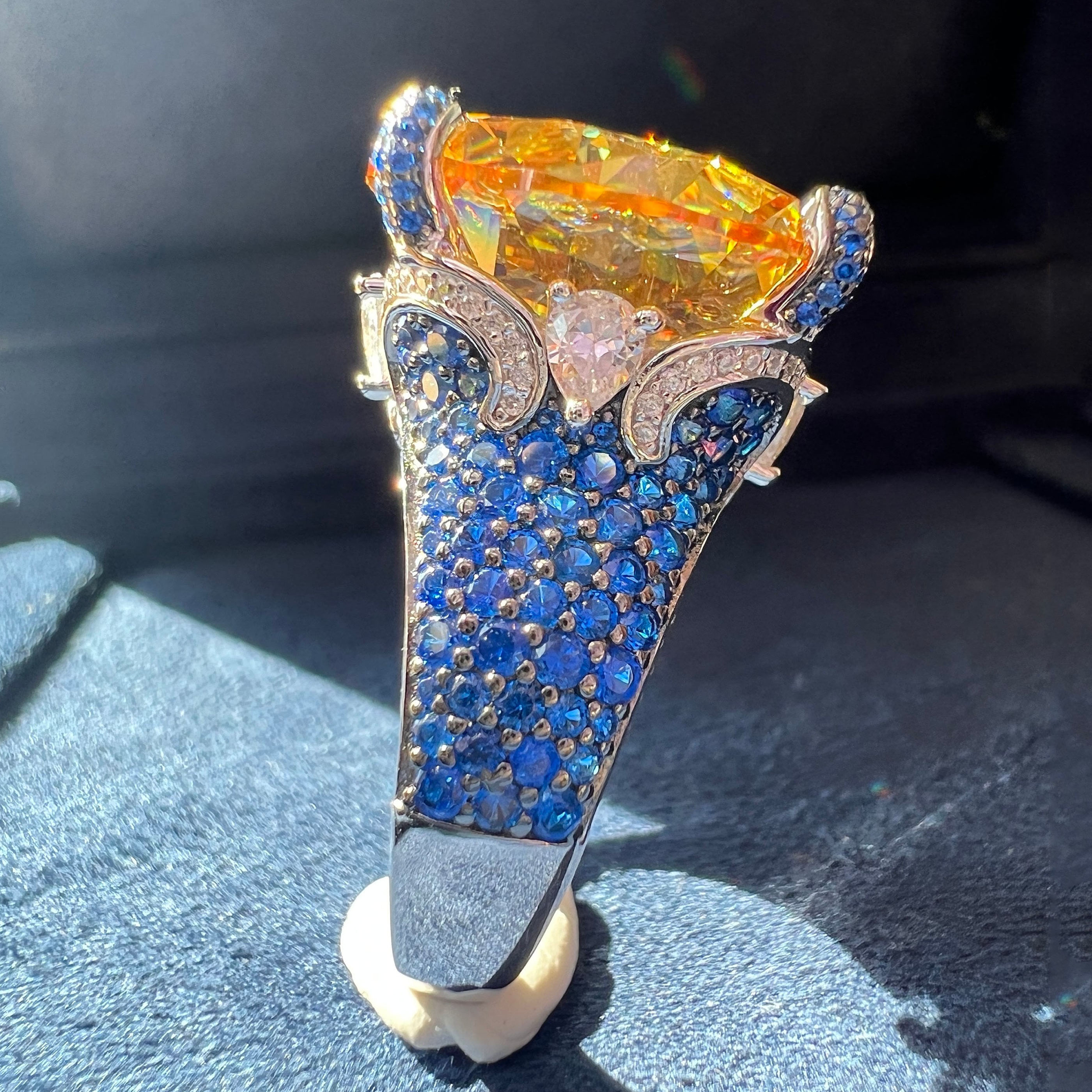 Luxury 20ct Round Cut Yellow Sapphire Engagement Ring