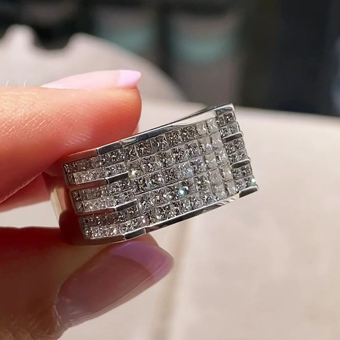 5.45ct Men's Bezel Setting Round Cut Diamond Band