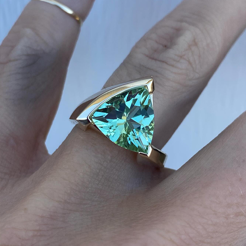 4ct Triangular Cut Aquamarine Sapphire Engagement Ring