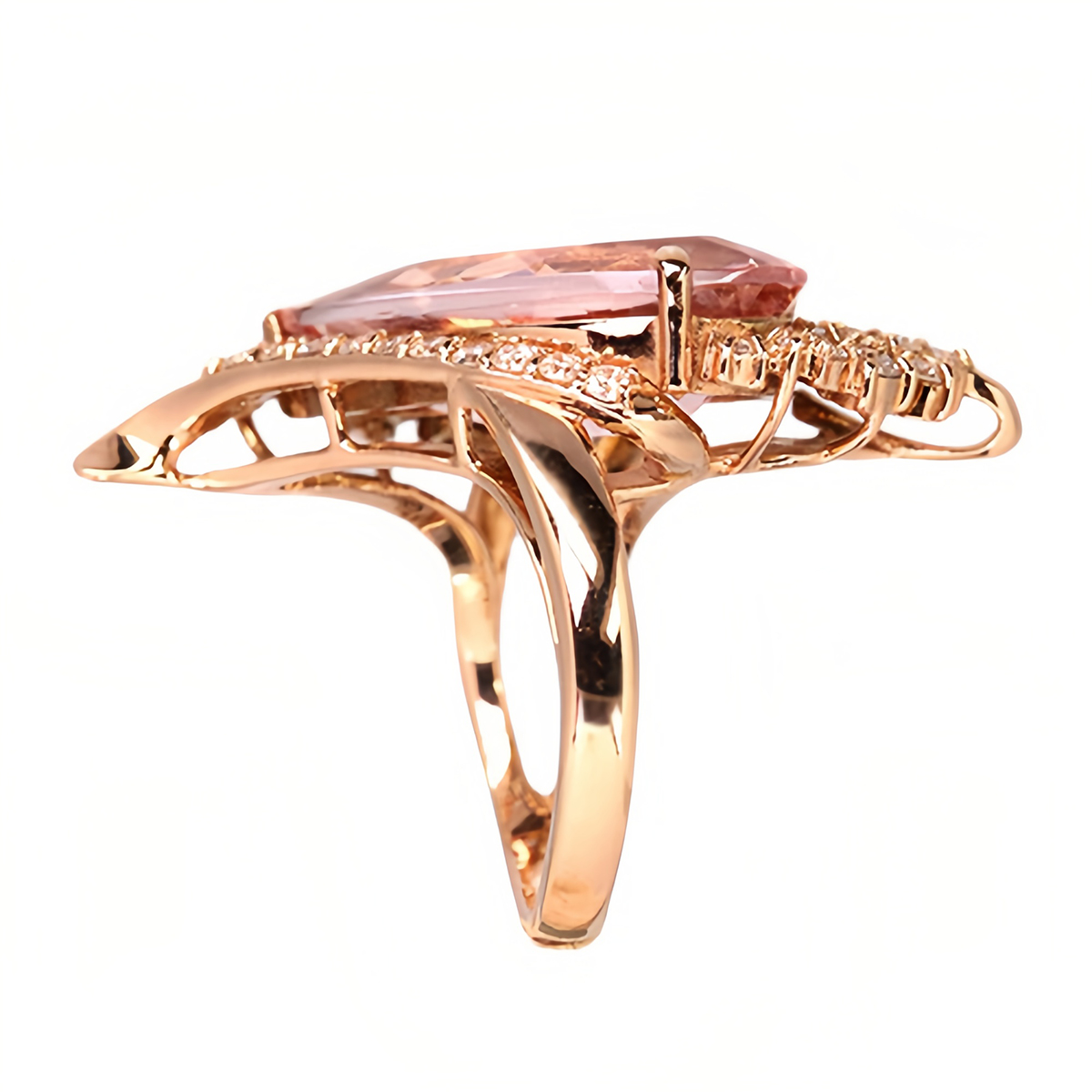 5ct Pear Cut Morganite Rose Gold Engagement Ring