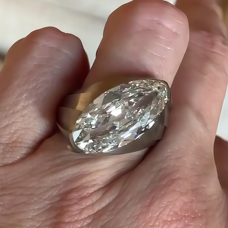 4ct Oval Cut White Sapphire Solitaire Men's Ring