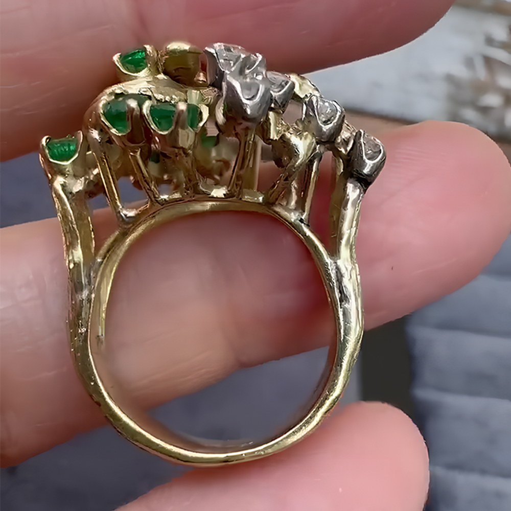 Artistic 2ct Round-Cut Emerald Wedding Band