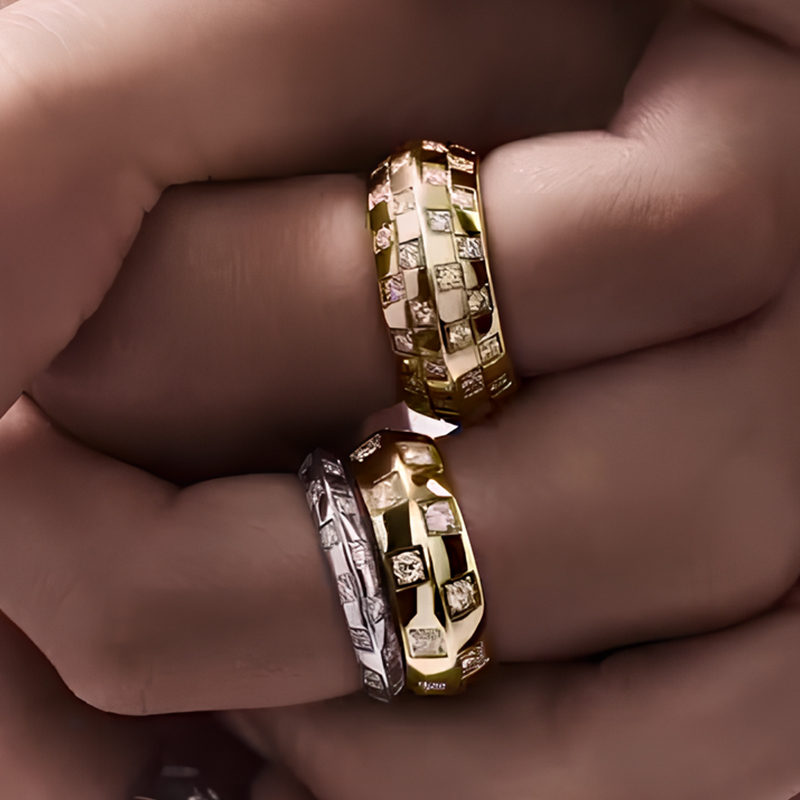 Grid Design 1.3ct Round Cut White Sapphire Men's Band