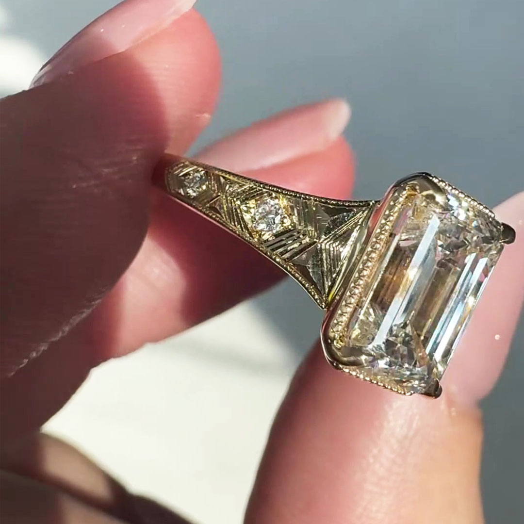 5ct Luxury Emerald Cut White Sapphire Engagement Ring