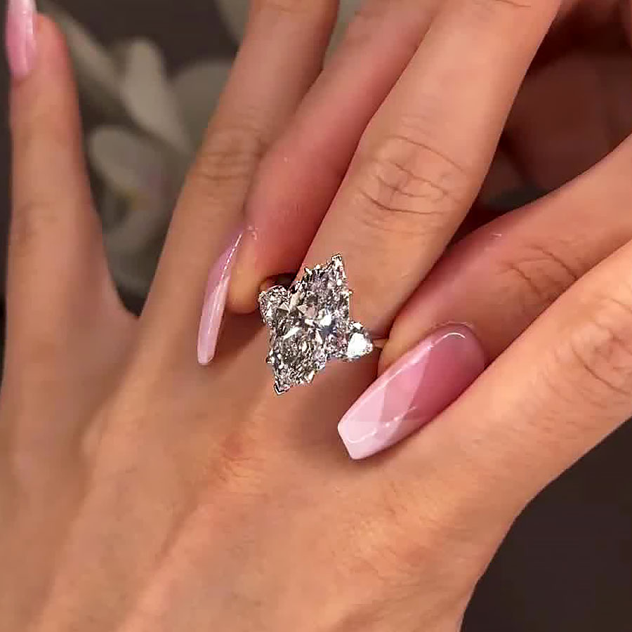 5ct Marquise Cut White Sapphire Engagement Ring