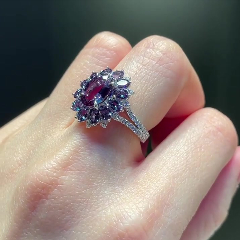 2ct Oval Cut Amethyst Sapphire Double Halo Engagement Ring