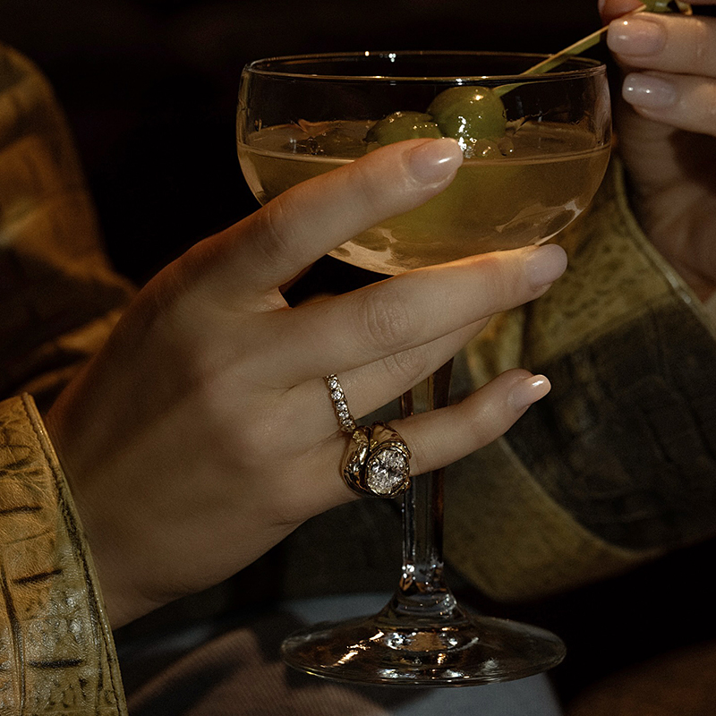 Edgy Textured 3ct Oval Cut White Sapphire Ring Set / 2-Piece