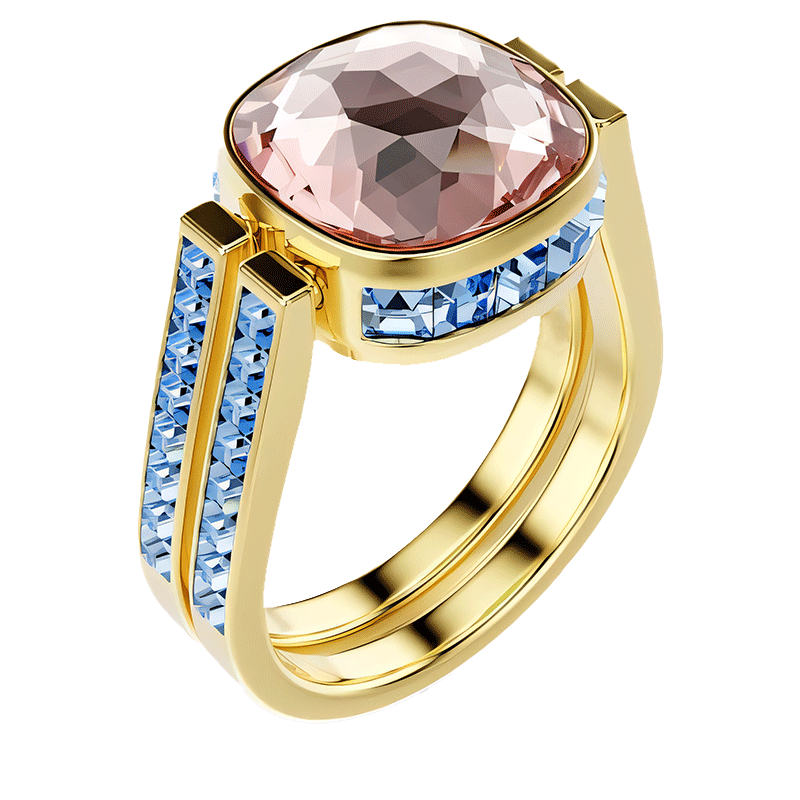 1.25ct Cushion Cut Apple Green & Pink Sapphire Reversible Cocktail Ring