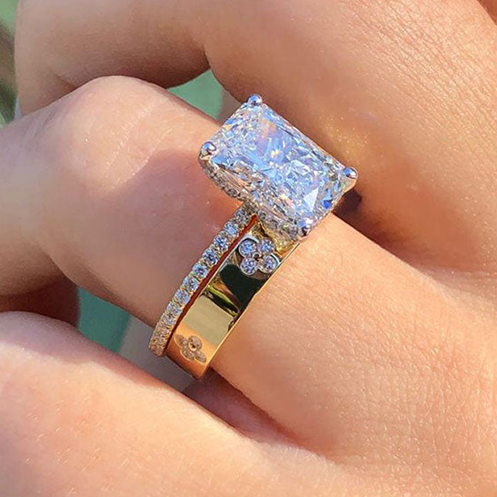 4ct Emerald Cut White Sapphire Wedding Set