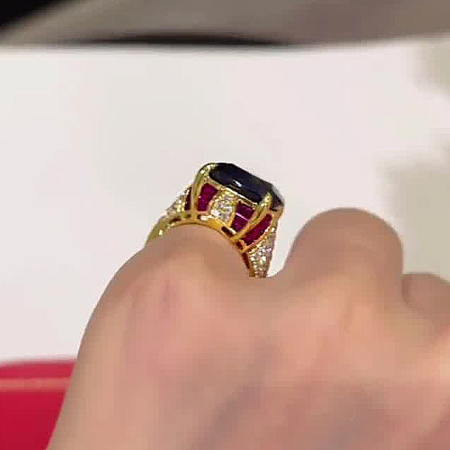 6ct Cushion Cut Blue Sapphire Engagement Ring