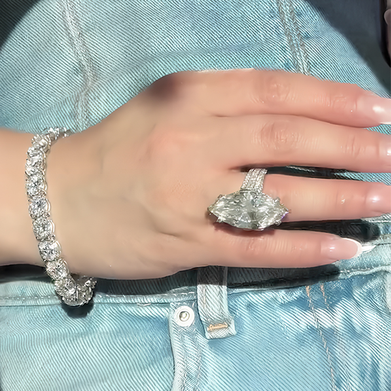 5ct Marquise Cut White Sapphire Engagement Ring