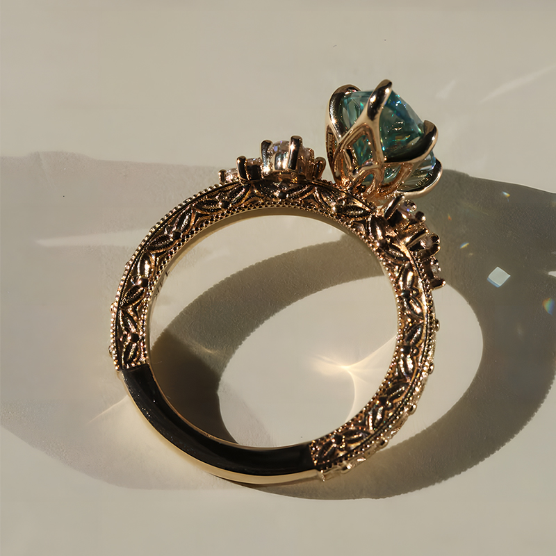 Vintage 2ct Oval Cut Emerald Sapphire Engagement Ring