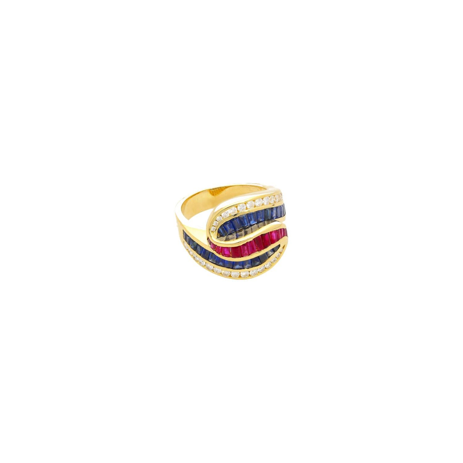 3ct Baguette&Round Cut Multi-color Cluster Cocktail Ring