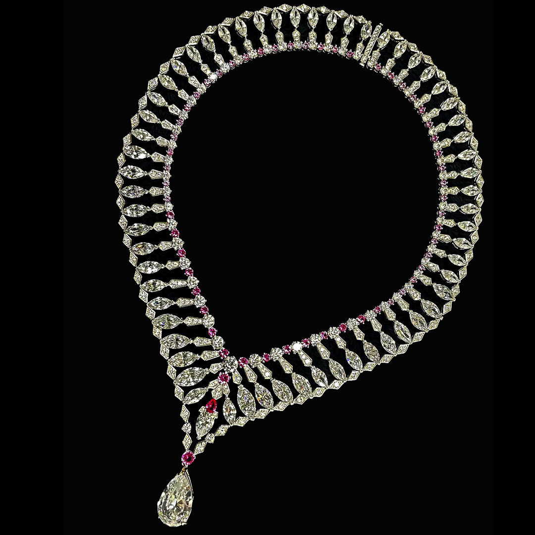 Multi-cut White&Pink Sapphire Layering Necklace