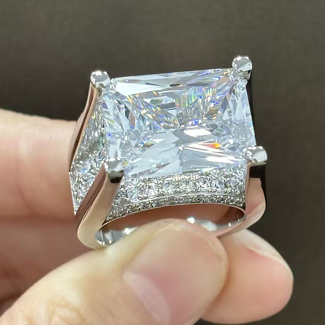 4ct East-west Design Radiant Cut White Sapphire Ring