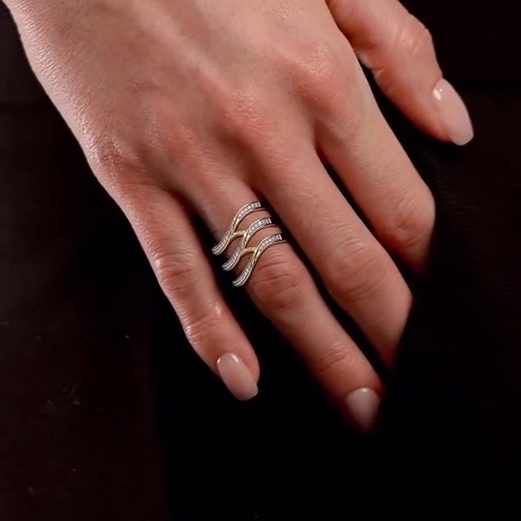 1.8ct Ripple Design Art Deco Diamond Ring