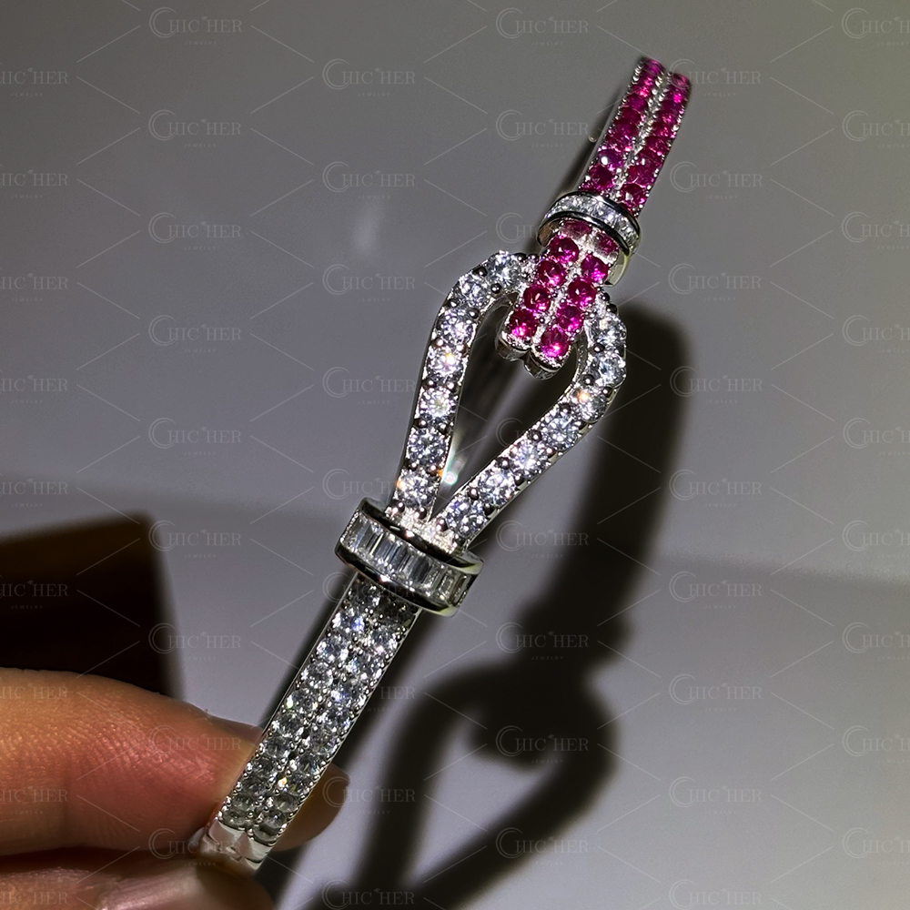 Two Tone Pink&White Sapphire Knot Bracelet