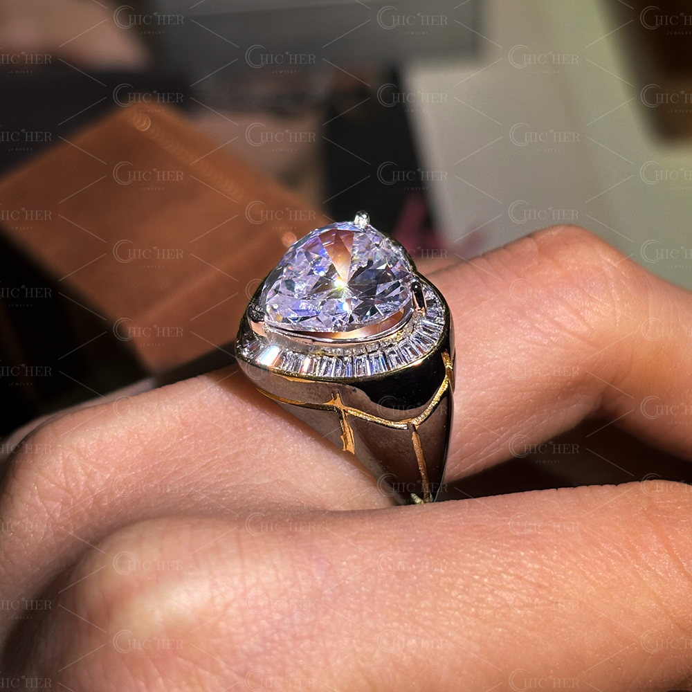 5ct Heart Cut White Sapphire Engagement Ring