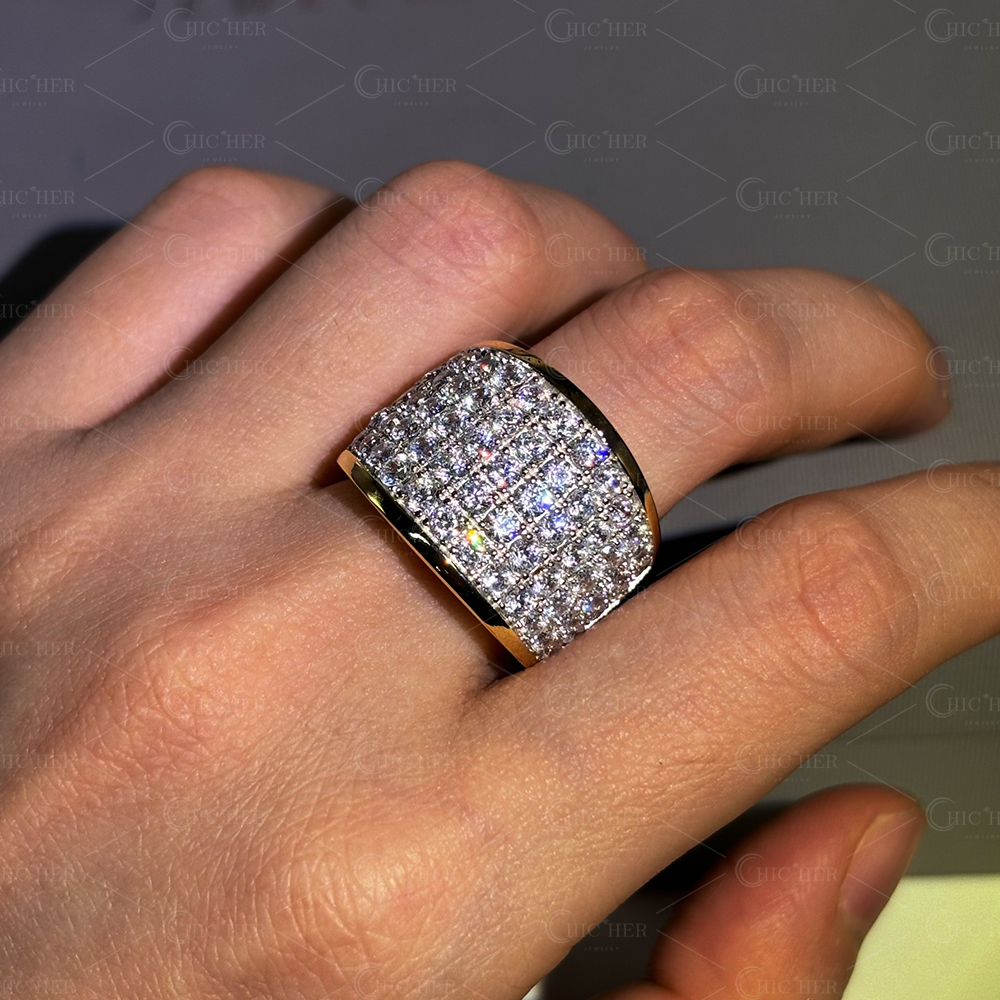 6.85ct Micro Pave Setting Round Cut White Sapphire Wedding Ring