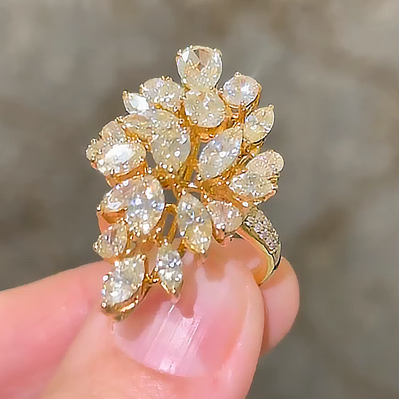 6.85ct Multi Cut White Sapphire Cocktail Ring